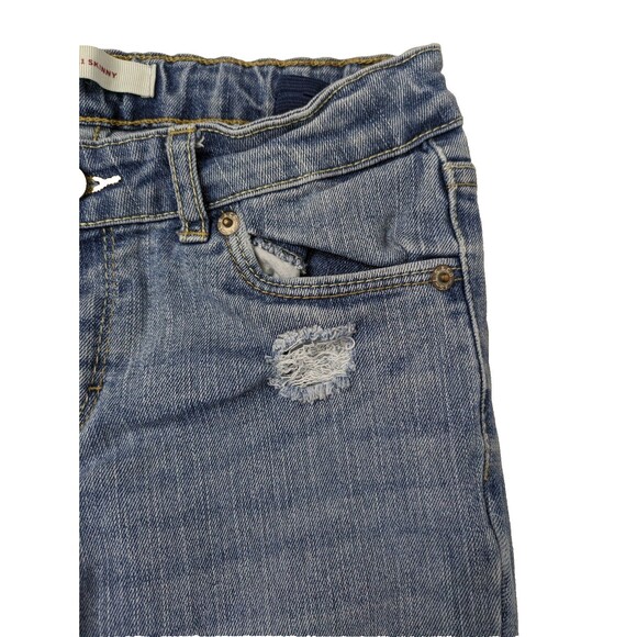 Levis 711 Skinny Girls Size 12 Adjustable Waist Light Wash Distressed Denim - Picture 8 of 11